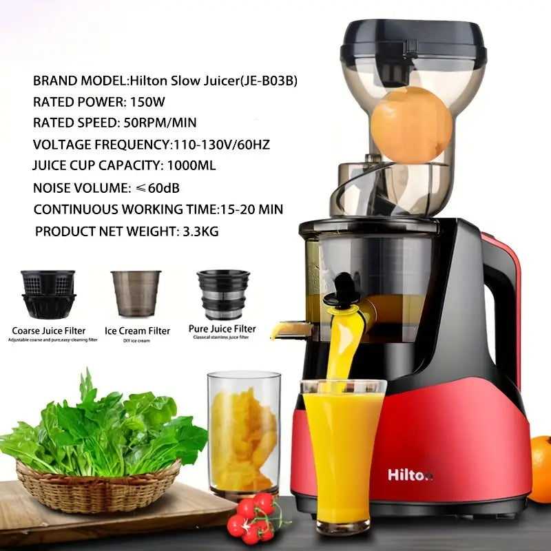 🥝 Hilton Slow Juicer – Maximize Your Juice, Minimize the Waste! 🍊