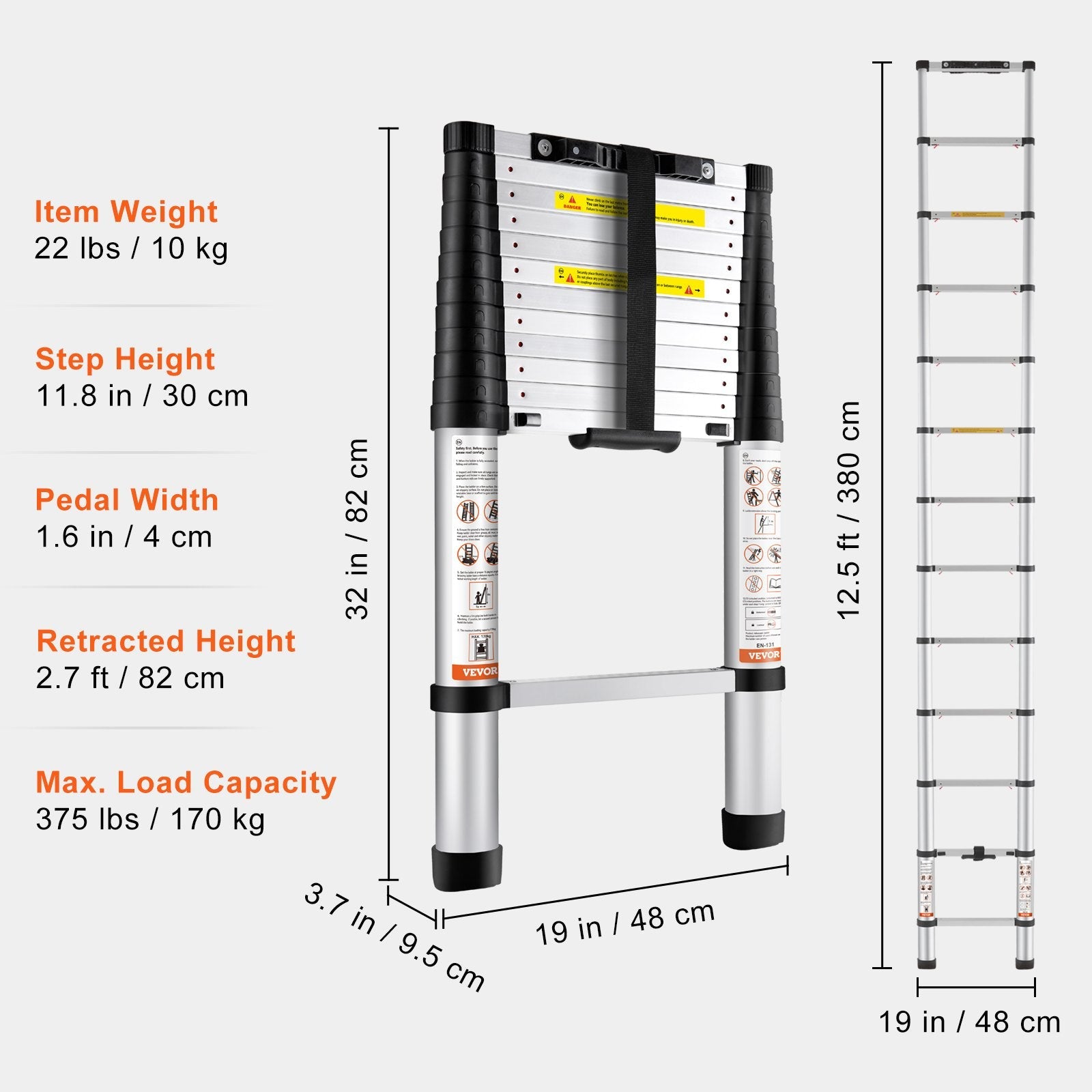 W- Scala Telescopica - Max (5,6 metri) & 181 kg.