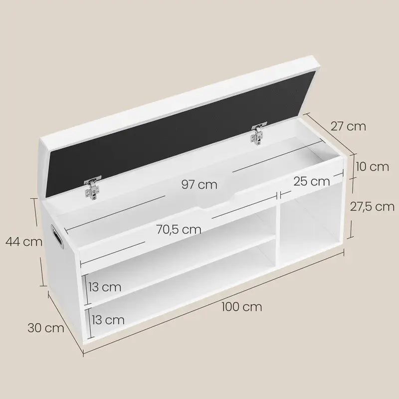 FR ✨ Banc à chaussures rembourré avec rangement caché – Élégant & Pratique ! 🏡👞