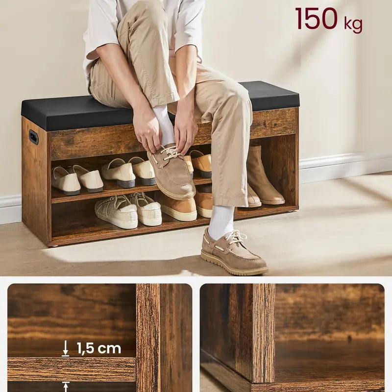 FR ✨ Banc à chaussures rembourré avec rangement caché – Élégant & Pratique ! 🏡👞