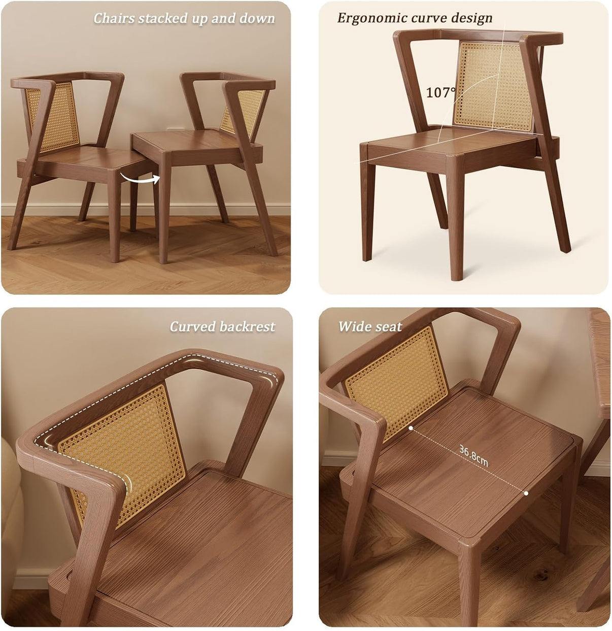 YH- Set da Pranzo Compatto in Rattan per 2 – Tavolo Elegante con Spazio di Archiviazione e Sedie per Piccoli Spazi