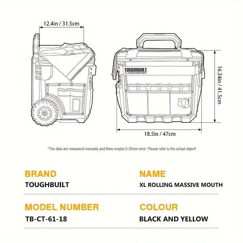 VP- XL Borsa portautensili con rotelle e bocca grande