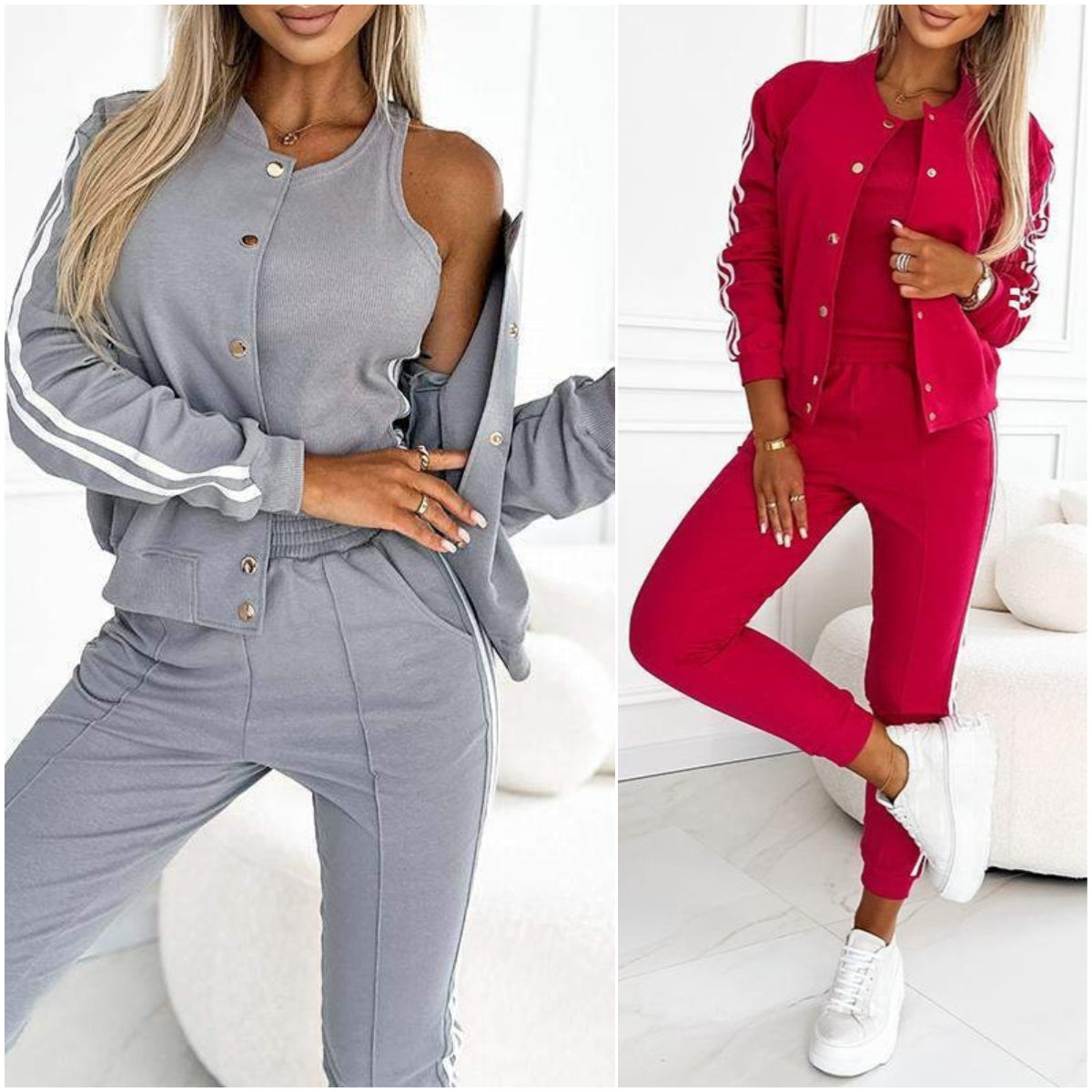 YH-🔥GRATIS LEVERING🔥Drie-delig dames baseball jasje en broek set